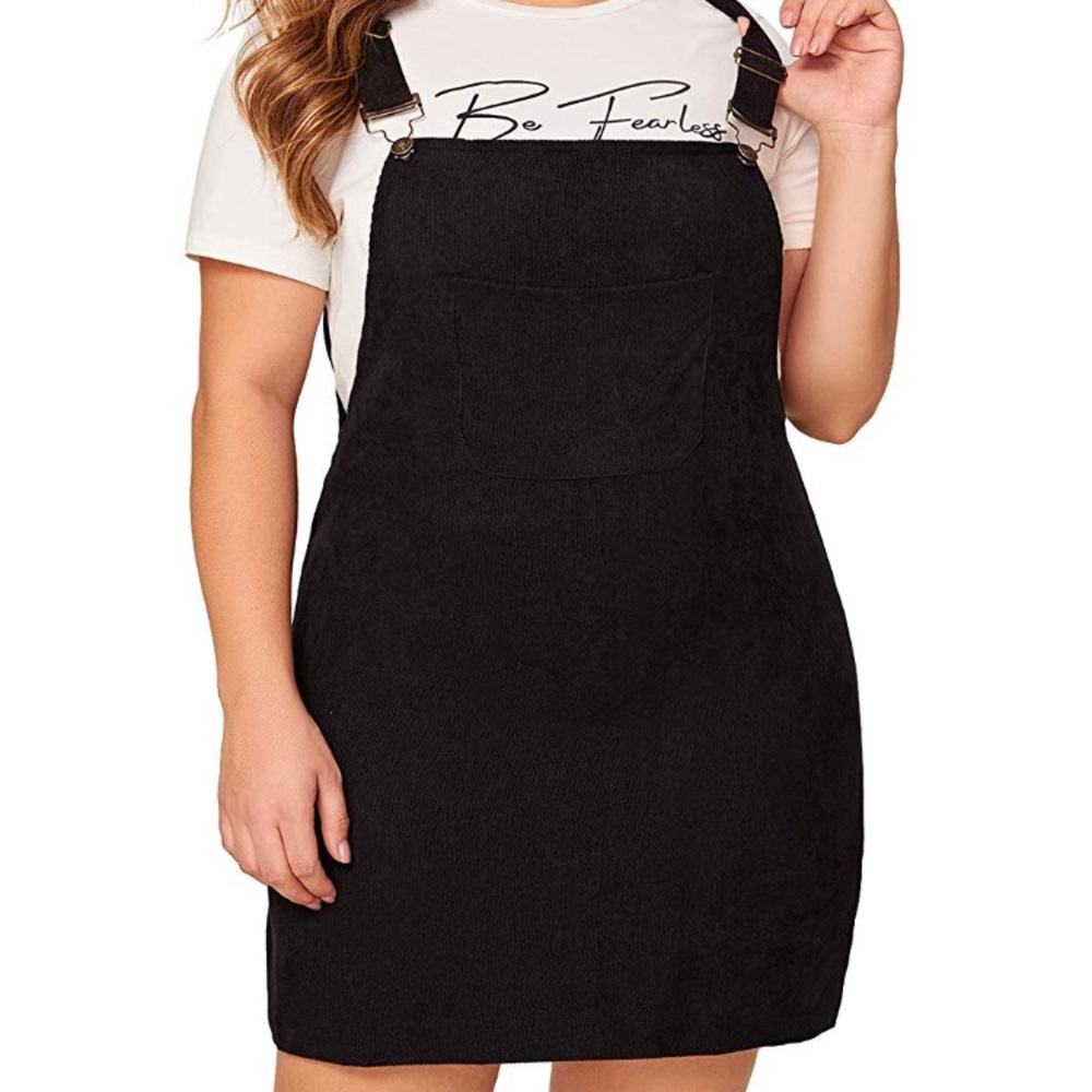 Black overall dress pinafore corduroy